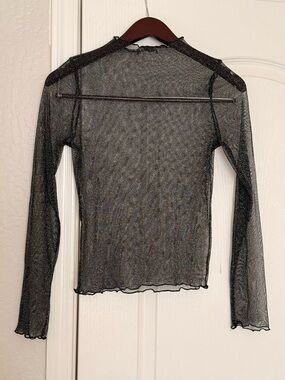 Zara Black Sheer Mesh Long Sleeve Top | Size M | Lightly Worn